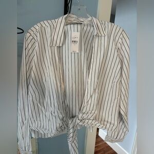 Loft Striped Tie Wrap Top